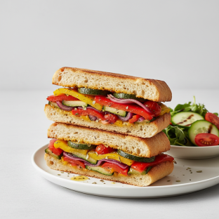 Roasted Veggie Sandwich with Garden Salad and Balsamic Vinagrette Roasted Veggie Sandwich with Garden Salad and Balsamic Vinagrette
