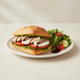 Caprese Sandwich with Garden Salad and Balsamic Vinagrette Caprese Sandwich with Garden Salad and Balsamic Vinagrette