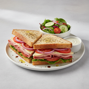 Gluten-Free Classic Italian Sandwich with Garden Salad and Ranch Gluten-Free Classic Italian Sandwich with Garden Salad and Ranch