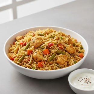 Bombay Vegetable Biryani with Chicken Bombay Vegetable Biryani with Chicken