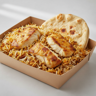 Fish Biryani Box with Naan Fish Biryani Box with Naan