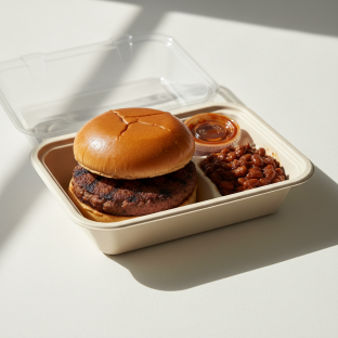 The Sandwich Lunch Box With Impossible Burger And BBQ Beans The Sandwich Lunch Box With Impossible Burger And BBQ Beans