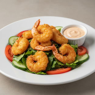 Fried Shrimp Entree Salad with House Dressing Fried Shrimp Entree Salad with House Dressing