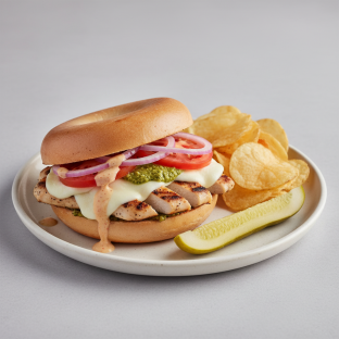 Chicken Tuscany on Gluten Free Bagel With Chips