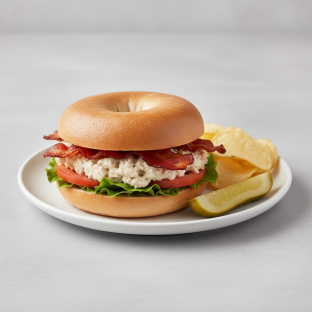 Chicken Salad Blt on Gluten Free Bagel With Chips