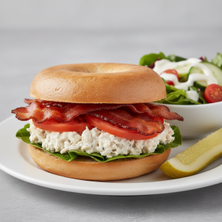 Chicken Salad Blt on Gluten Free Bagel With Ranch Side Salad
