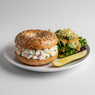 Vegan Everything Bagel & Tofu Veggie Cream Cheese With Side Salad (ginger carrot)