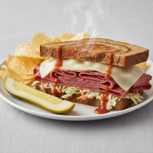 Reuben Sandwich on Rye With Chips