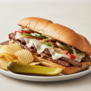 Steakhouse Philly Cheese Sandwich With Chips