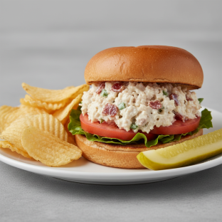 Pig and Chicken Sandwich With Chips