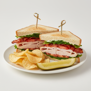 Turkey Club Sandwich With Chips