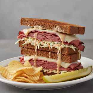 Reuben on a Hero Roll With Chips