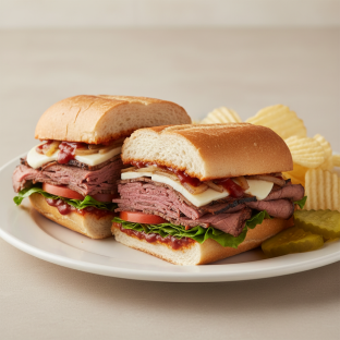 Texas Beef on a Hero Roll With Chips