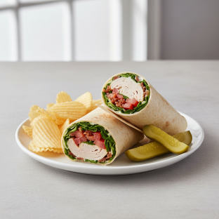 Turkey Club in a Wrap With Chips