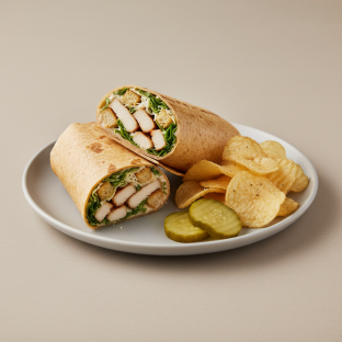 Chicken Caesar in a Wrap With Chips