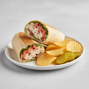 Chicken Salad Blt in a Wrap With Chips