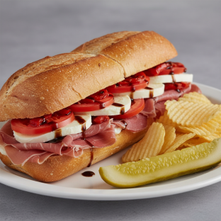 Prosciutto Bravo on a Hero Roll With Chips