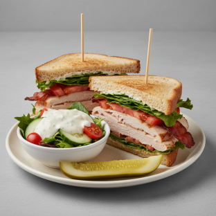 Turkey Club Sandwich With Ranch Side Salad