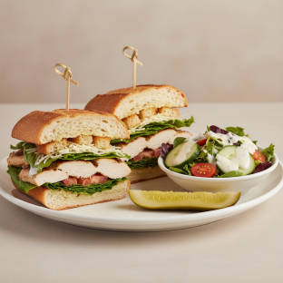 Chicken Caesar Sandwich With Ranch Side Salad