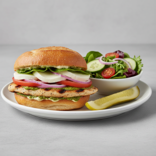 Chicken Tuscany Sandwich With Balsamic Vinaigrette Side Salad