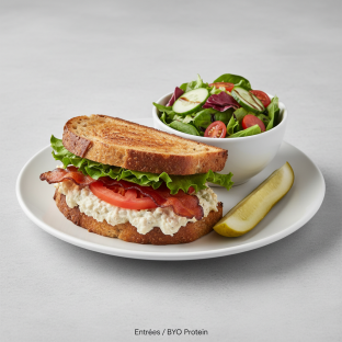 Pig and Chicken Sandwich With Balsamic Vinaigrette Side Salad