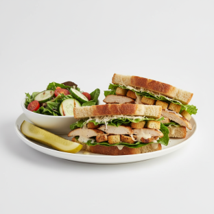 Chicken Caesar Sandwich With Balsamic Vinaigrette Side Salad