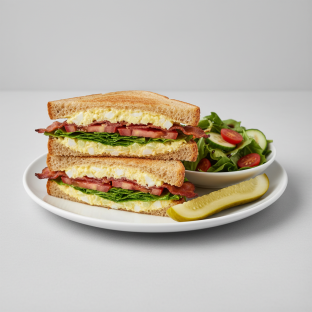 Egg Salad Blt Sandwich With Balsamic Vinaigrette Side Salad