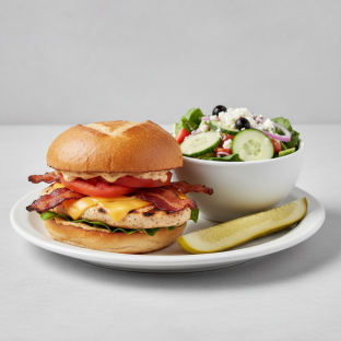Chipotle Chicken Sandwich With Greek Side Salad