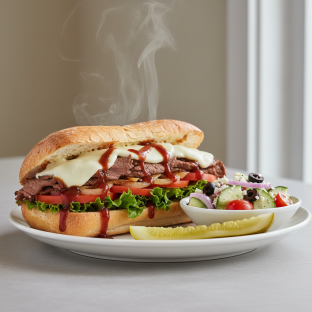 Texas Beef Sandwich With Greek Side Salad