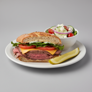 London Broil Sandwich With Greek Side Salad