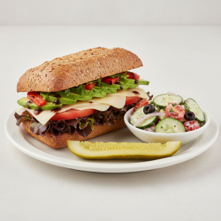 Vegetarian Sandwich With Greek Side Salad