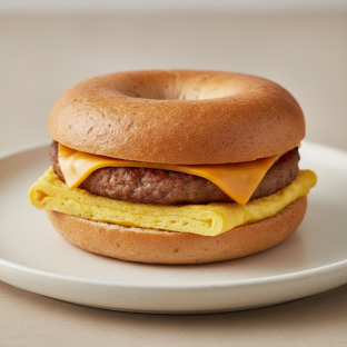 Gluten Free Bagel Sandwich: Sausage Egg and Cheese