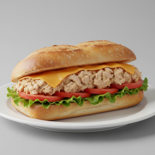 Cheddar Tuna Club on a Roll