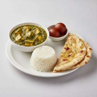 Saag Paneer Bowl With Butter Naan & Gulab Jamun Saag Paneer Bowl With Butter Naan & Gulab Jamun