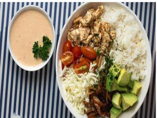 Chicken Avocado and Bacon Rice Bowl