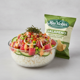 Spicy Ahi Bowl Combo (Regular) — White Rice / Miss Vickie's Jalapeno Kettle Cooked Potato Chips Spicy Ahi Bowl Combo (Regular) — White Rice / Miss Vickie's Jalapeno Kettle Cooked Potato Chips