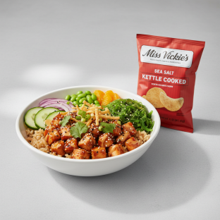 Sweet Sesame Chicken Bowl Combo (Regular) — Brown Rice / Miss Vickie's Sea Salt Kettle Cooked Potato Chips Sweet Sesame Chicken Bowl Combo (Regular) — Brown Rice / Miss Vickie's Sea Salt Kettle Cooked Potato Chips