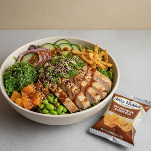 Sweet Sesame Chicken Salad Bowl Combo (Regular) — Mixed Greens / Miss Vickie's Smokehouse Barbecue Kettle Cooked Potato Chips Sweet Sesame Chicken Salad Bowl Combo (Regular) — Mixed Greens / Miss Vickie's Smokehouse Barbecue Kettle Cooked Potato Chips
