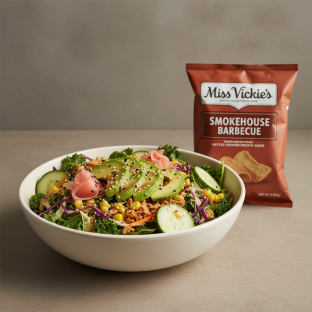 Avocado Salad Bowl Combo (Regular) — Mixed Greens / Miss Vickie's Smokehouse Barbecue Kettle Cooked Potato Chips Avocado Salad Bowl Combo (Regular) — Mixed Greens / Miss Vickie's Smokehouse Barbecue Kettle Cooked Potato Chips