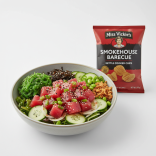 Hawaiian Ahi Salad Bowl Combo (Regular) — Mixed Greens / Miss Vickie's Smokehouse Barbecue Kettle Cooked Potato Chips Hawaiian Ahi Salad Bowl Combo (Regular) — Mixed Greens / Miss Vickie's Smokehouse Barbecue Kettle Cooked Potato Chips