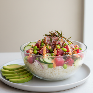 Gluten Free Hawaiian Ahi Bowl Combo (Regular) — White Rice / Side of Avocado Gluten Free Hawaiian Ahi Bowl Combo (Regular) — White Rice / Side of Avocado