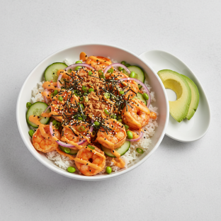 Gluten Free Spicy Shrimp Bowl Combo (Regular) — White Rice / Side of Avocado Gluten Free Spicy Shrimp Bowl Combo (Regular) — White Rice / Side of Avocado