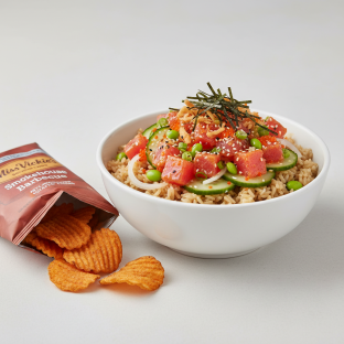 Spicy Ahi Bowl Combo (Regular) — Brown Rice / Miss Vickie's Smokehouse Barbecue Kettle Cooked Potato Chips