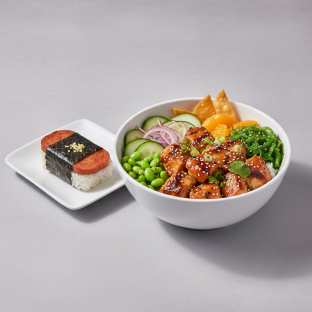 Sweet Sesame Chicken Bowl Combo (Regular) — White Rice / Garlic Spam Musubi