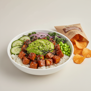 Sweet Shoyu Tofu Bowl Combo (Regular) — White Rice / Miss Vickie's Smokehouse Barbecue Kettle Cooked Potato Chips