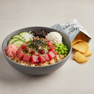 Umami Ahi Bowl Combo (Regular) — Brown Rice / Miss Vickie's Sea Salt Kettle Cooked Potato Chips
