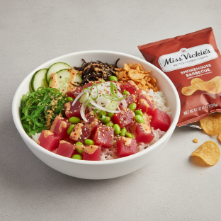 Hawaiian Ahi Bowl Combo (Regular) — White Rice / Miss Vickie's Smokehouse Barbecue Kettle Cooked Potato Chips