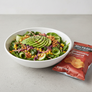 Avocado Salad Bowl Combo (Regular) — Mixed Greens / Miss Vickie's Smokehouse Barbecue Kettle Cooked Potato Chips Avocado Salad Bowl Combo (Regular) — Mixed Greens / Miss Vickie's Smokehouse Barbecue Kettle Cooked Potato Chips