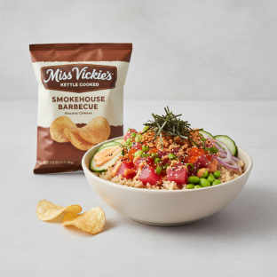 Spicy Ahi Bowl Combo (Regular) — Brown Rice / Miss Vickie's Smokehouse Barbecue Kettle Cooked Potato Chips