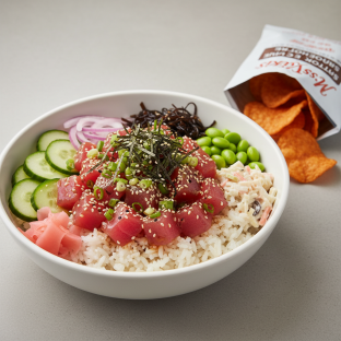 Umami Ahi Bowl Combo (Regular) — White Rice / Miss Vickie's Smokehouse Barbecue Kettle Cooked Potato Chips